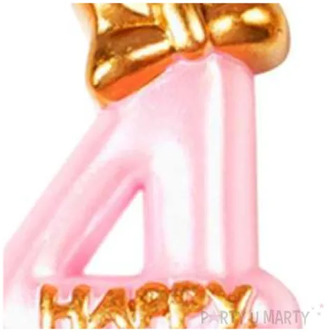 swieczka na tort cyfra 4 happy rozowa jasna jix 9 3 cm