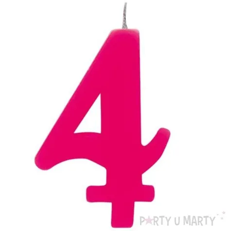 swieczka na tort cyfra 4 iskrzaca fuksja givi 9 5 cm