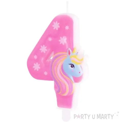 swieczka na tort cyfra 4 jednorozec teczowy partypal 8 2 cm