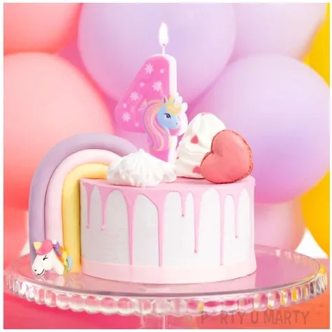 swieczka na tort cyfra 4 jednorozec teczowy partypal 8 2 cm