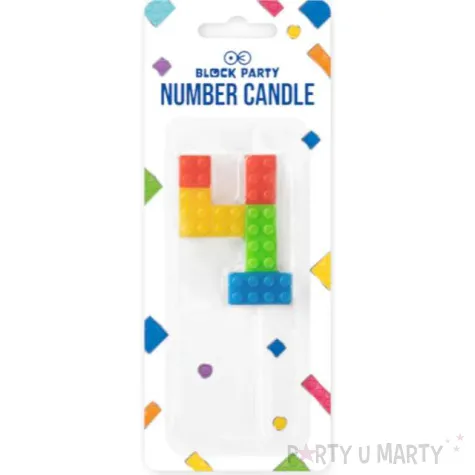 swieczka na tort cyfra 4 klocki mix partypal 11 cm