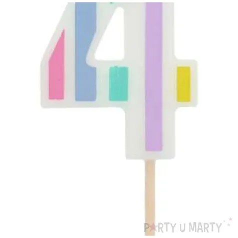 swieczka na tort cyfra 4 mix folat 5 cm