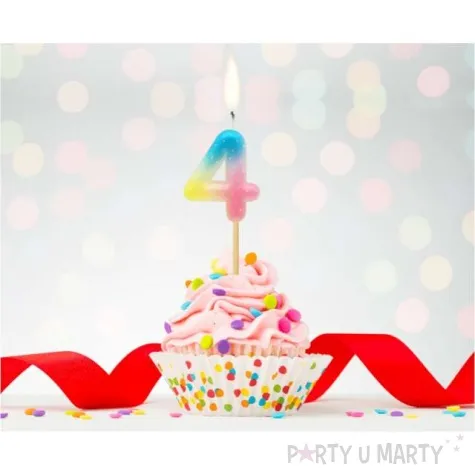 swieczka na tort cyfra 4 piker teczowa godan 4 5 cm