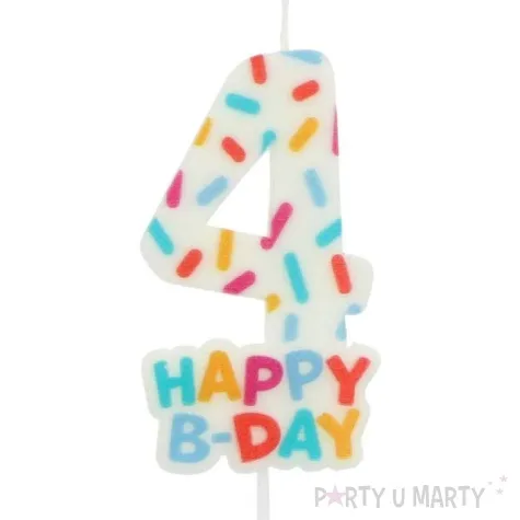 swieczka na tort cyfra 4 sprinkles folat 11 cm