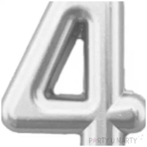 swieczka na tort cyfra 4 srebrna tamipol 7 5 cm