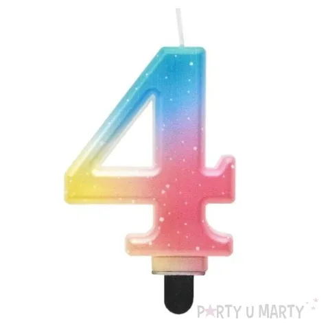 swieczka na tort cyfra 4 teczowa godan 8 cm