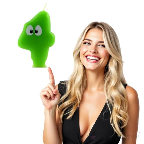 swieczka na tort cyfra 4 z oczami zielona tamipol 7 5 cm