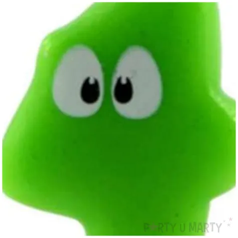 swieczka na tort cyfra 4 z oczami zielona tamipol 7 5 cm