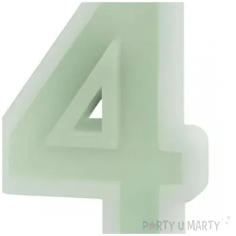 swieczka na tort cyfra 4 zielony partydeco 10 cm