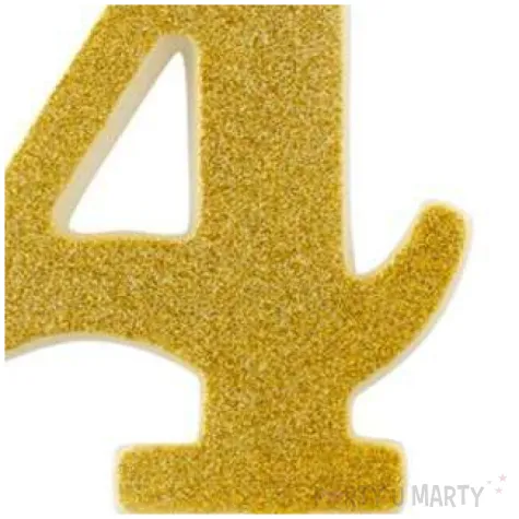 swieczka na tort cyfra 4 zlota brokatowa givi 15 5 cm
