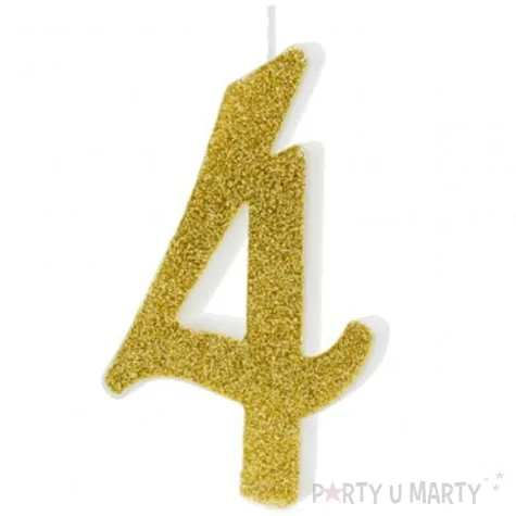 swieczka na tort cyfra 4 zlota partydeco 1 szt