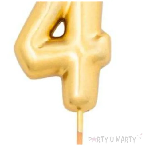 swieczka na tort cyfra 4 zloty metalik givi 8 cm