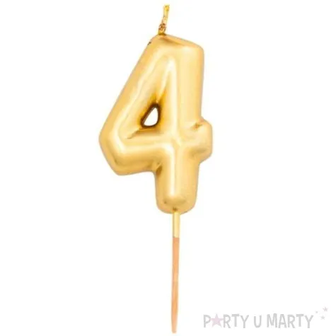 swieczka na tort cyfra 4 zloty metalik givi 8 cm
