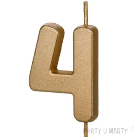 swieczka na tort cyfra 4 zloty partydeco 4 5 cm