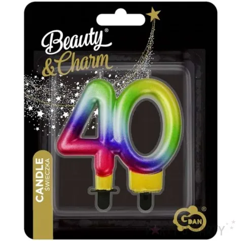 swieczka na tort cyfra 40 beauty and charm galaxy teczowa godan 7 5 cm