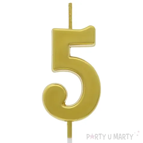 swieczka na tort cyfra 5 beauty charm piker zloty godan 9 5 cm