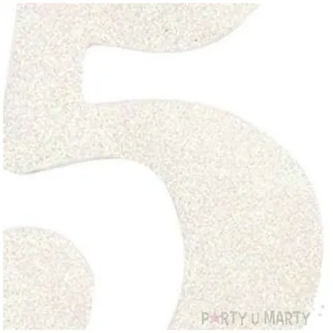 swieczka na tort cyfra 5 biala brokatowa givi 9 5 cm