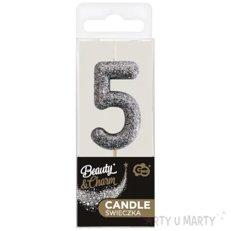 swieczka na tort cyfra 5 brokat piker czarny godan 11 5 cm
