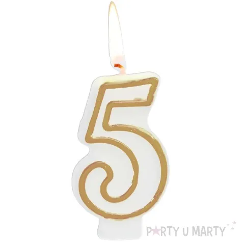swieczka na tort cyfra 5 chique gold folat 9 cm