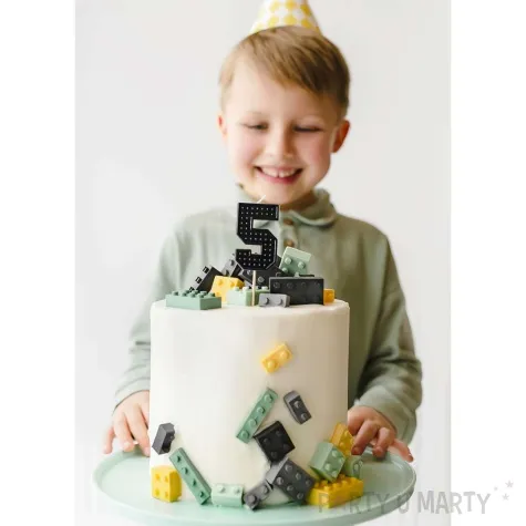 swieczka na tort cyfra 5 czarny partydeco 6 cm