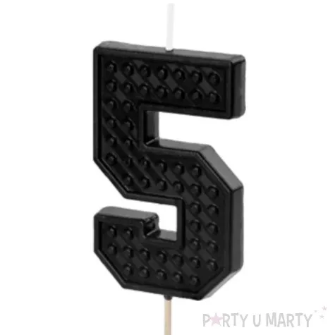 swieczka na tort cyfra 5 czarny partydeco 6 cm