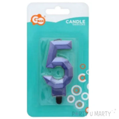 swieczka na tort cyfra 5 diament niebieska godan 7 6 cm