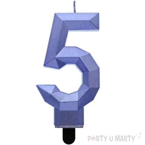 swieczka na tort cyfra 5 diament niebieska godan 7 6 cm