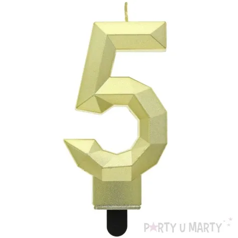 swieczka na tort cyfra 5 diament zlota godan 7 6 cm