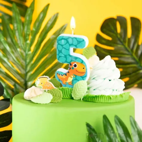swieczka na tort cyfra 5 dinozaury partypal 8 2 cm