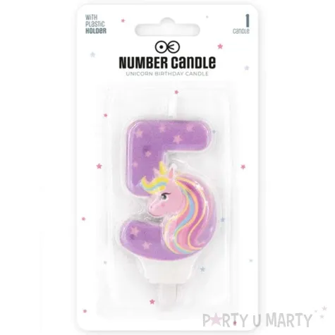 swieczka na tort cyfra 5 jednorozec teczowy partypal 8 2 cm