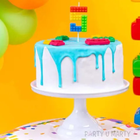 swieczka na tort cyfra 5 klocki mix partypal 11 cm