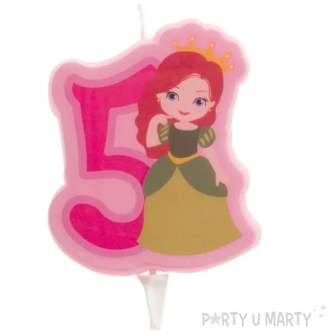 swieczka na tort cyfra 5 ksiezniczka rozowa dekora