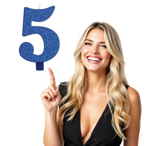 swieczka na tort cyfra 5 niebieska brokatowa givi 9 5 cm