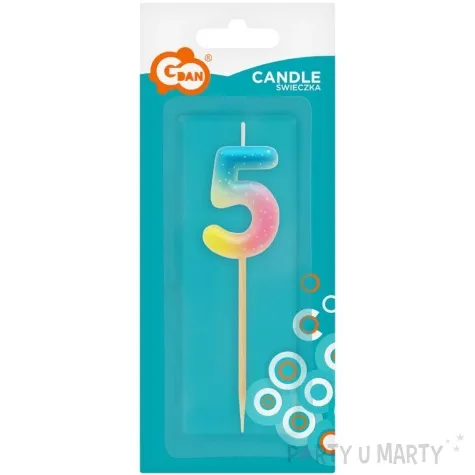 swieczka na tort cyfra 5 piker teczowa godan 4 5 cm
