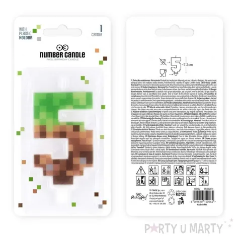 swieczka na tort cyfra 5 piksele partypal 15 cm