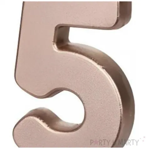 swieczka na tort cyfra 5 rose gold partydeco 9 cm