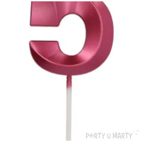 swieczka na tort cyfra 5 rozowa folat 7 cm