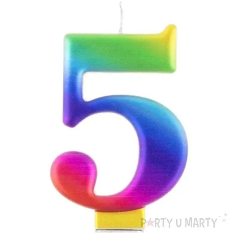 swieczka na tort cyfra 5 teczowa godan 9 5 cm