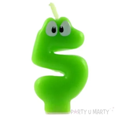 swieczka na tort cyfra 5 z oczami zielona tamipol 7 5 cm