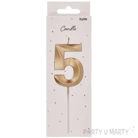 swieczka na tort cyfra 5 zlota folat 14 5 cm