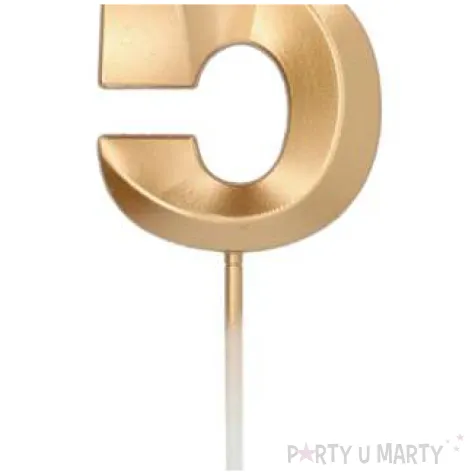 swieczka na tort cyfra 5 zlota folat 7 cm