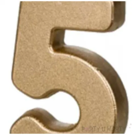 swieczka na tort cyfra 5 zloty partydeco 8 7 cm