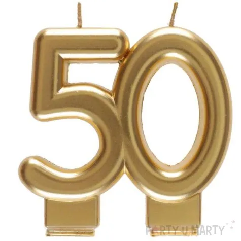 swieczka na tort cyfra 50 zlota santex 9 cm