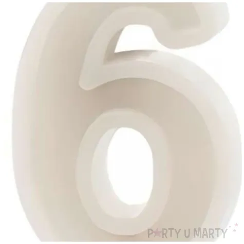 swieczka na tort cyfra 6 bezowy partydeco 10 cm