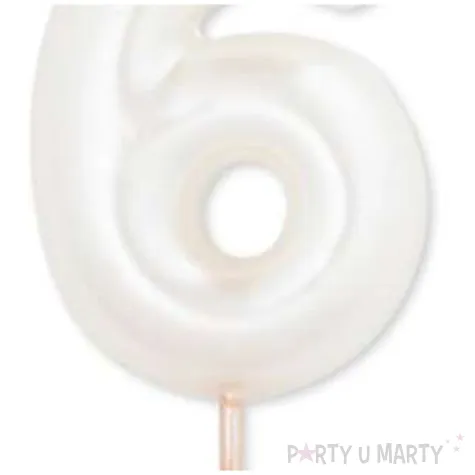 swieczka na tort cyfra 6 bialy perlowy givi 8 cm