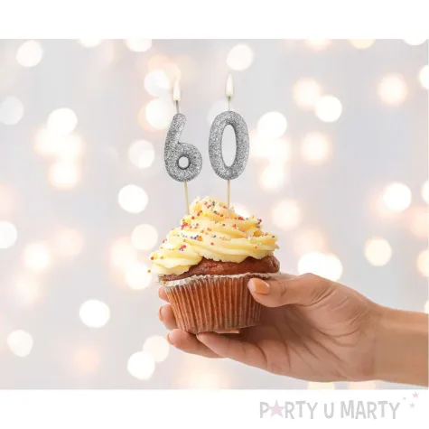 swieczka na tort cyfra 6 brokat piker czarny godan 11 5 cm