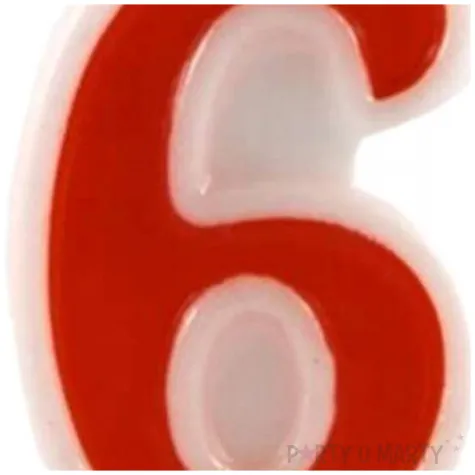 swieczka na tort cyfra 6 czerwona tamipol 7 5 cm
