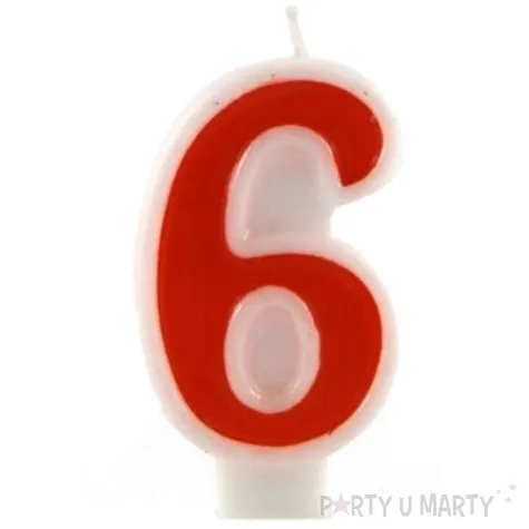 swieczka na tort cyfra 6 czerwona tamipol 7 5 cm