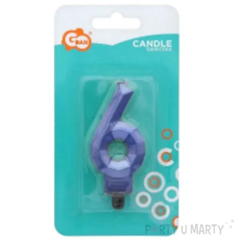 swieczka na tort cyfra 6 diament niebieska godan 7 6 cm