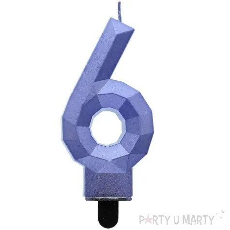 swieczka na tort cyfra 6 diament niebieska godan 7 6 cm
